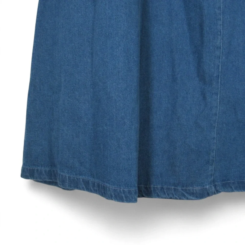 NWT ROAMAN'S Blue Denim PLEATED Elastic Sides SLIT BACK A-Line JEAN SKIRT J8/30W
